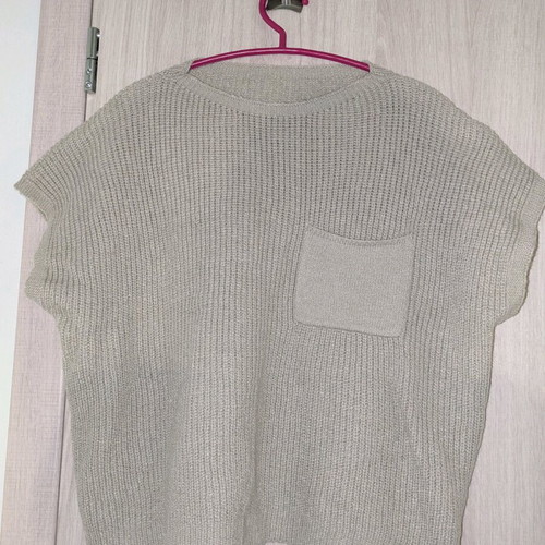Knitted short-sleeve shirt like new, beige, sizes L and XL