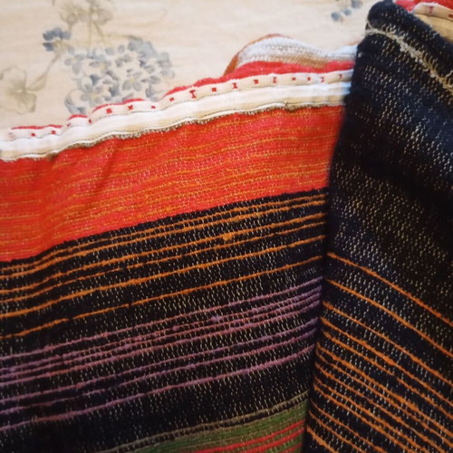Vintage curtain side panels set of 2 used, heavy jacquard fabric 70x220 cm