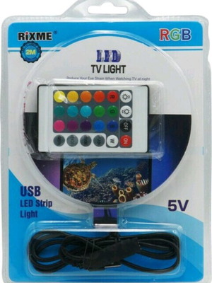 Rixme Ταινία LED RGB 2m με 30 LED/m και τροφοδοσία USB καινούργιο