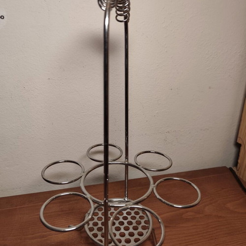 Vintage cocktail shaker set with frosted glass and metal stand like new
