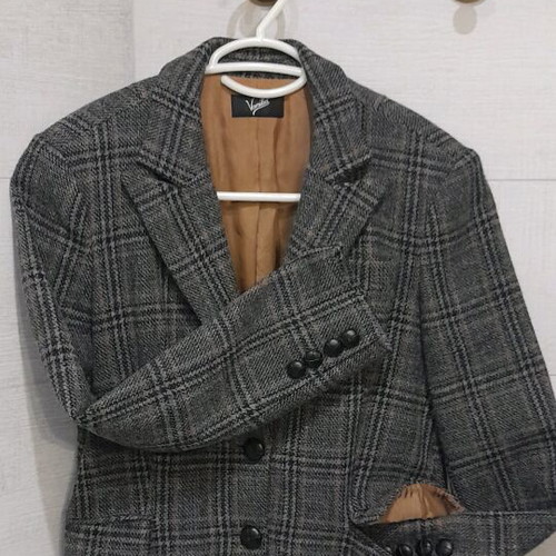 Women's vintage wool jacket like new, size S-M, gray and black