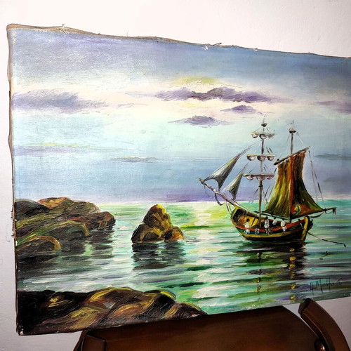 Painting on canvas used 40x30cm with landscape