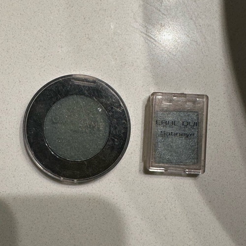Satin eyeshadows gray-green used, ERRE DUE & Oriflame
