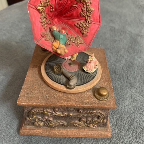 Vintage music box with figures used, functional
