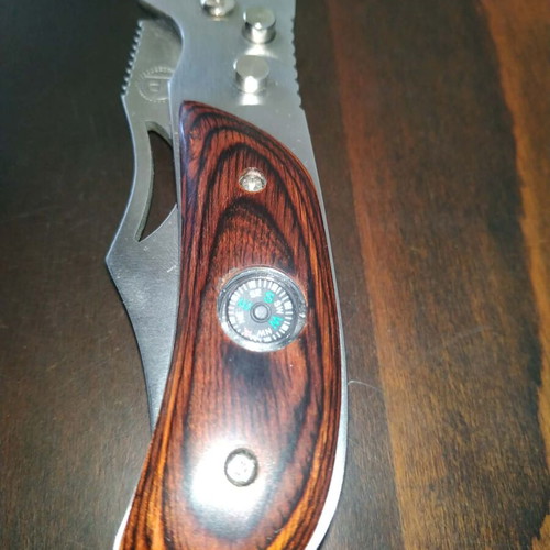 Μπρελόκ knife με πυξίδα καινούργιο, πτυσσόμενο από ανοξείδωτο ατσάλι