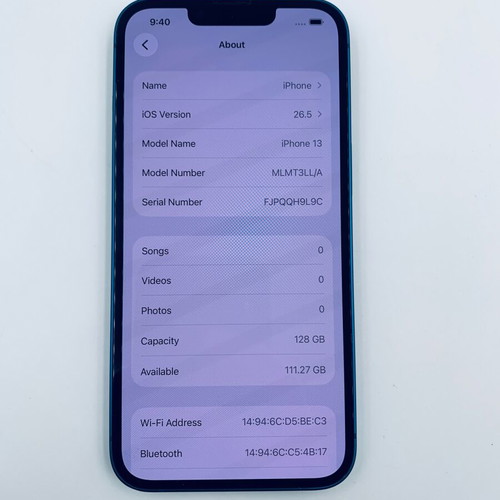 iPhone 13 128GB Blue like new with charger and cable