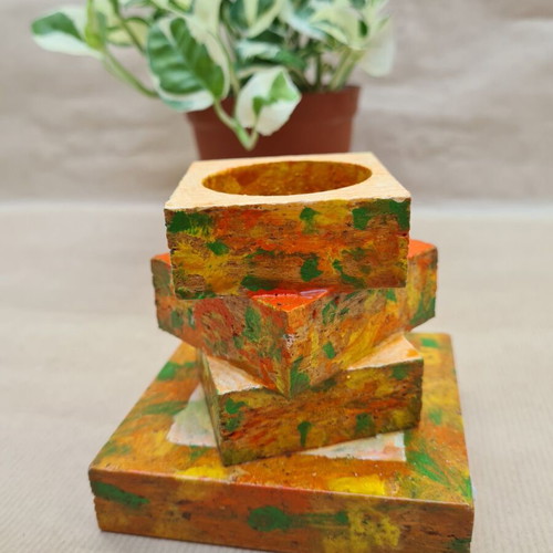 Wooden pencil holder handmade, recyclable wood, new