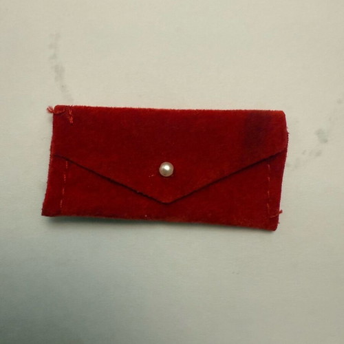 Bibi bo bag used, red velour with pearly white button