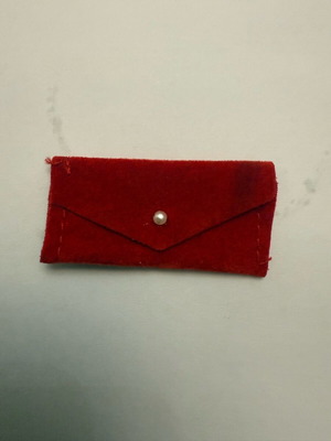 Bibi bo bag used, red velour with pearly white button