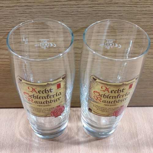 Aecht Schlenkerla beer set of two promotional 500ml glasses new