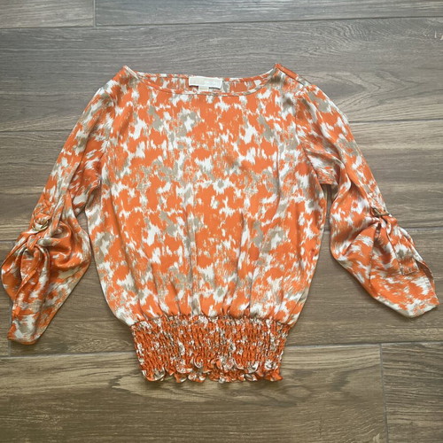 Michael Kors blouse size S like new, beige and orange graphic print