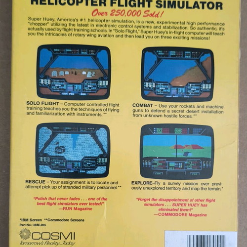 Super Huey UH-IX (Cosmi) PC Disks 5.25" like new, Big Box
