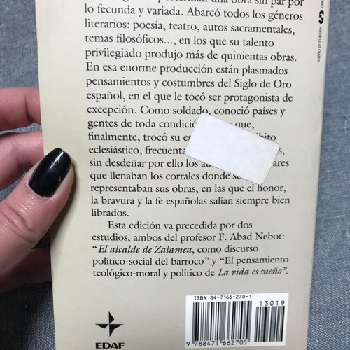 La vida es sueno and El alcalde de Zalamea by Calderon de la Barca like new, Spanish