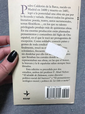 La vida es sueno and El alcalde de Zalamea by Calderon de la Barca like new, Spanish