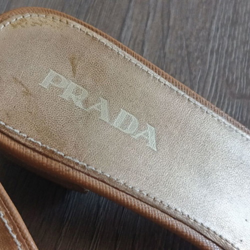 Prada vintage leather mules size 38 1/3 like new beige brown