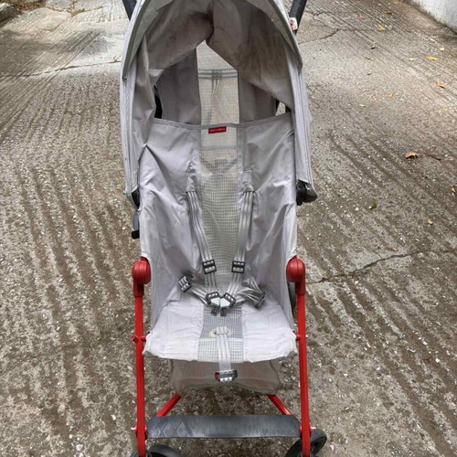 Maclaren Mark II lightweight umbrella stroller used, silver grey with red frame