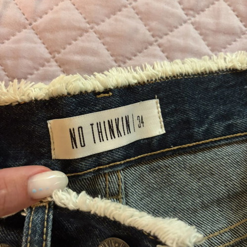 No Thinkin Shorts size 34 like new, blue with detailed waist