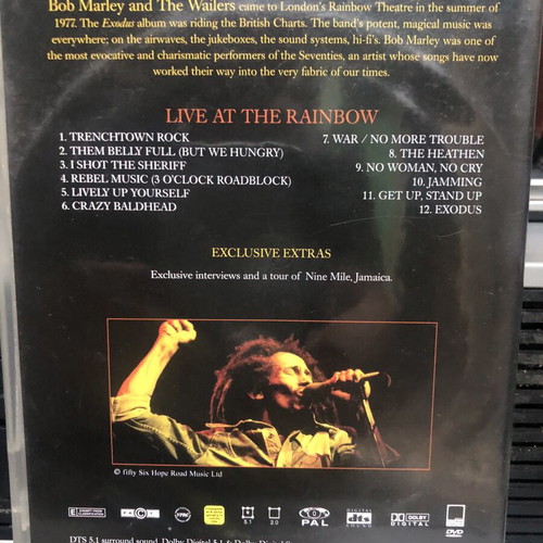 Bob Marley & The Wailers Live at the Rainbow and Lyceum DVD used, reggae