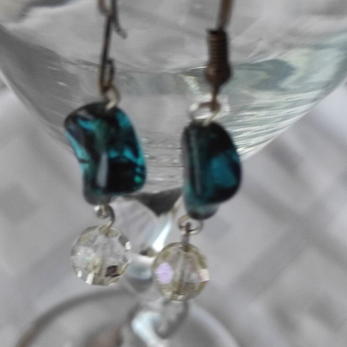 Handmade earrings with beads blue, new