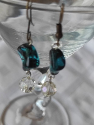 Handmade earrings with beads blue, new