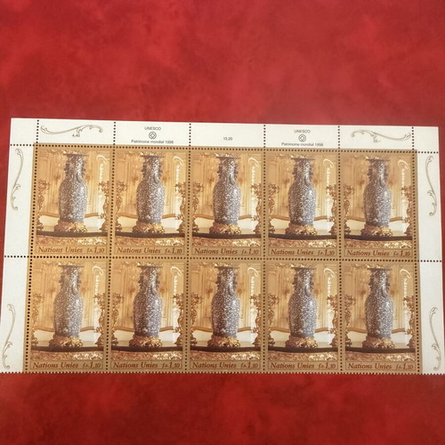 United Nations UNESCO Full Sheet of 10 Stamps Château de Schönbrunn like new