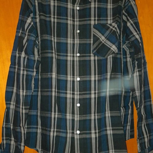 Terranova Checked Long-Sleeve Shirt Like New, Grey and Blue