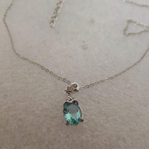 Pendant with blue crystal and silver chain like new