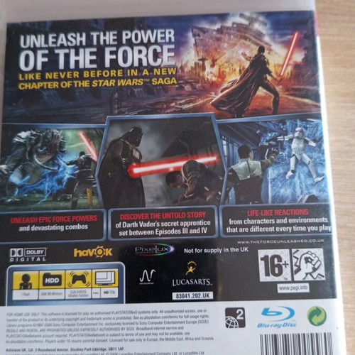 Star Wars The Force Unleashed PlayStation 3 game like new