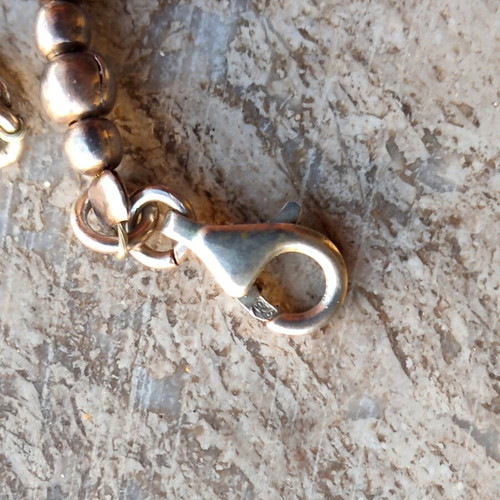 Silver vintage necklace with black stone, 925 hallmark