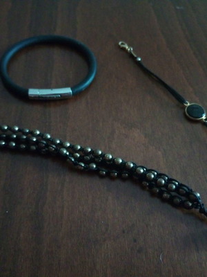 Set of 3 black leather bracelets used