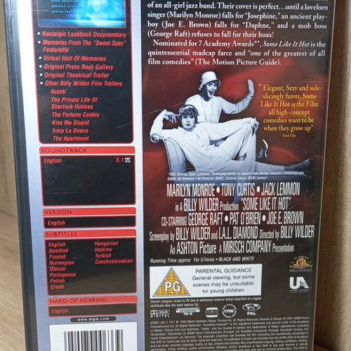 Some Like It Hot DVD with Greek Subs, new