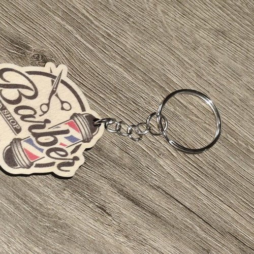 Barber Shop wooden keychain new, print and cut design