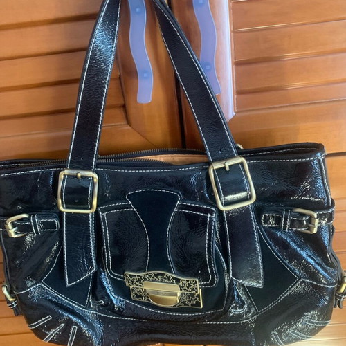 Tous handbag black vinyl and suede