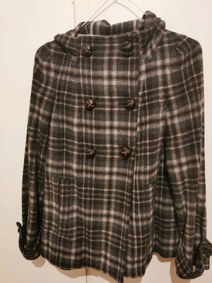 Zara checked coat used with hood