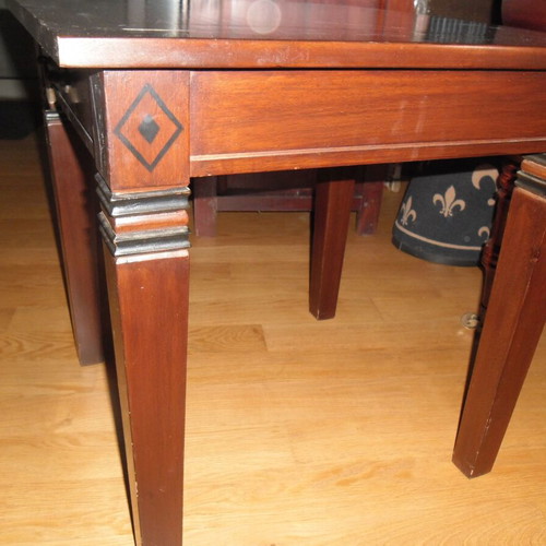 Side table used with drawer and brass knob, solid wood
