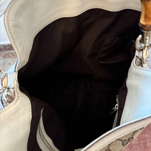 GucciGG Canvas Bamboo Peggy Hobo used Gucci bag