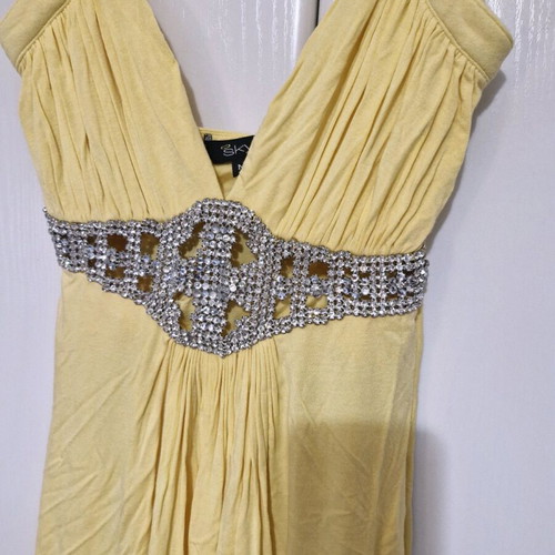 Sky dress like new, yellow with stones, size M