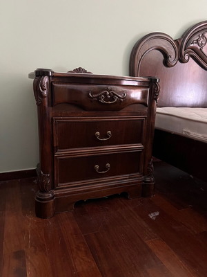 Nightstands used, set of 2, carved walnut wood