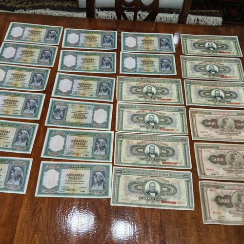 Prewar and Interwar Greek collectible banknotes collection