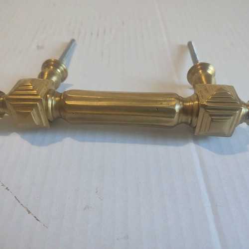 Door handle used, ornate solid brass