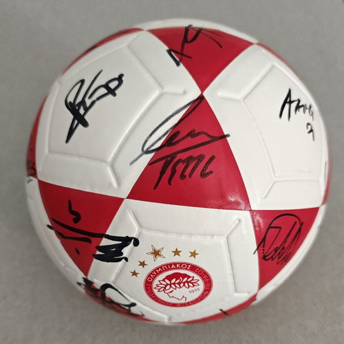 Olympiacos Football Signed Ball 2024-2025 Season with Display Case