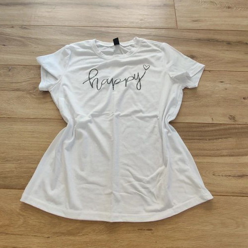 T-shirt Happy white, like new, women's size S