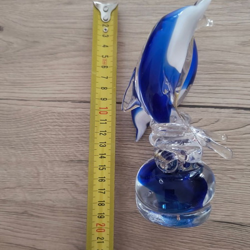 Glass decorative dolphins and bird new, pack of 2 pieces