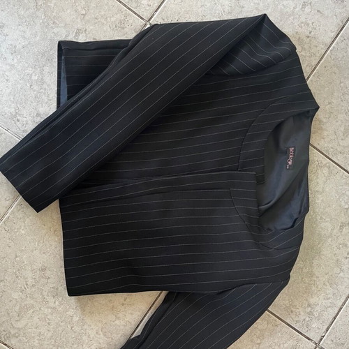 BubbleGun by Touni Black blazer with shoulder pads and pink stripes, like new, S/M