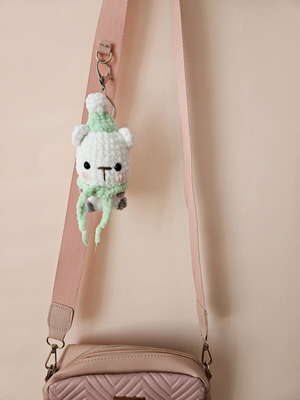 Χειροποίητο πλεκτό μπρελόκ αρκουδάκι amigurumi καινούργιο