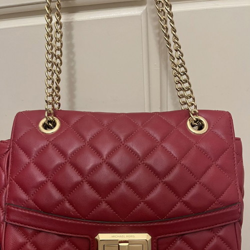 Michael Kors red leather shoulder bag