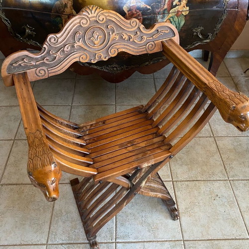 Savonarola chair used, 1960s folding with wear