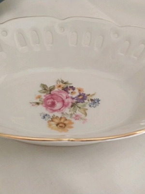 Oval bowl PIRKEN HAMMER with 24K gold border new