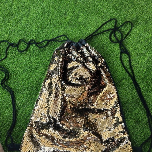 Backpack bag with gold sequins, like new, black
