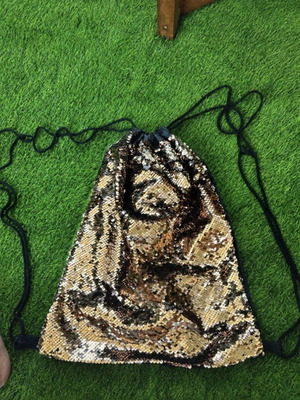 Backpack bag with gold sequins, like new, black